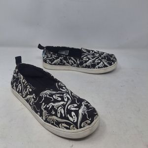 Toms Black White Alpargata Glow In The Dark Dinosaur Slip On Sneakers Size 4.5